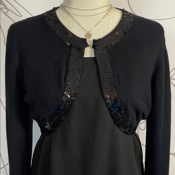 Bisou Bisou Sweaters - Bisou Bisou-Black Knit Embellished Cardigan size L